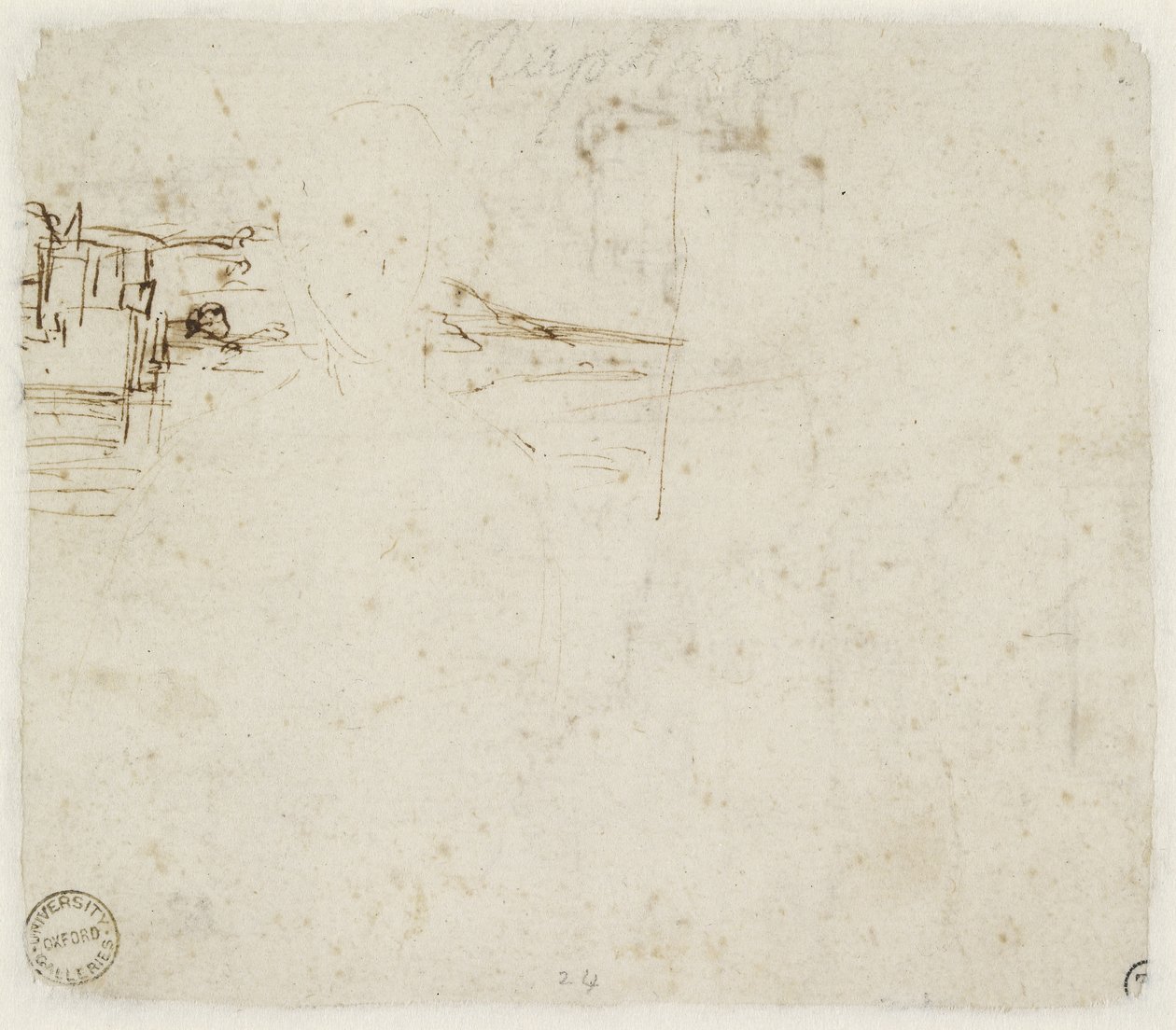 Verso: Landskapsskisse med en kort studie av Jomfru Marias hode vendt mot venstre, WA1846.152b av Raffaello Sanzio Raphael