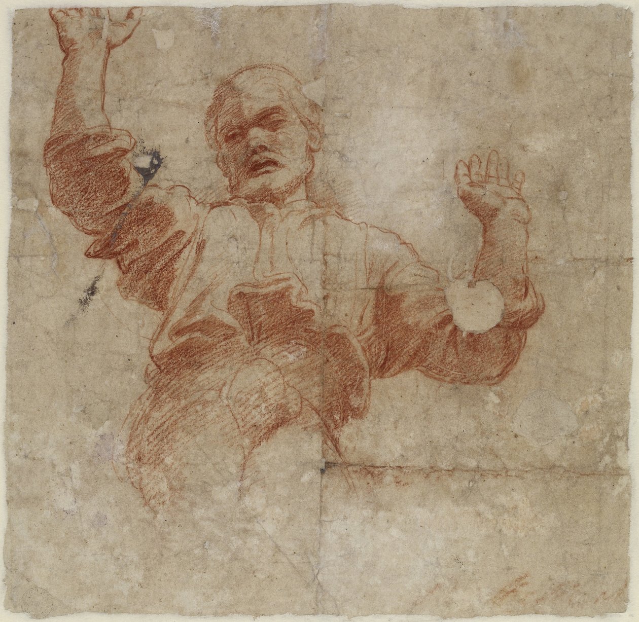 Verso: Studie for en skikkelse av den allmektige, WA1846.207 av Raffaello Sanzio Raphael
