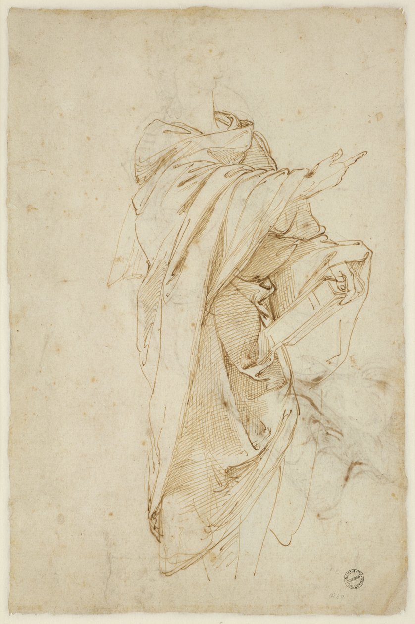 Verso: Studie for figuren Virgil, WA1846.182 av Raffaello Sanzio Raphael