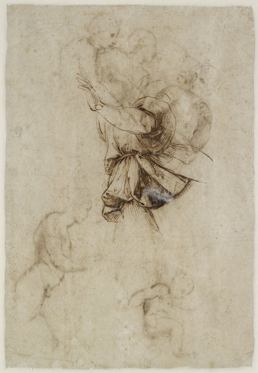Verso: Study of the Garment of an Angel, WA1846.190 av Raffaello Sanzio Raphael