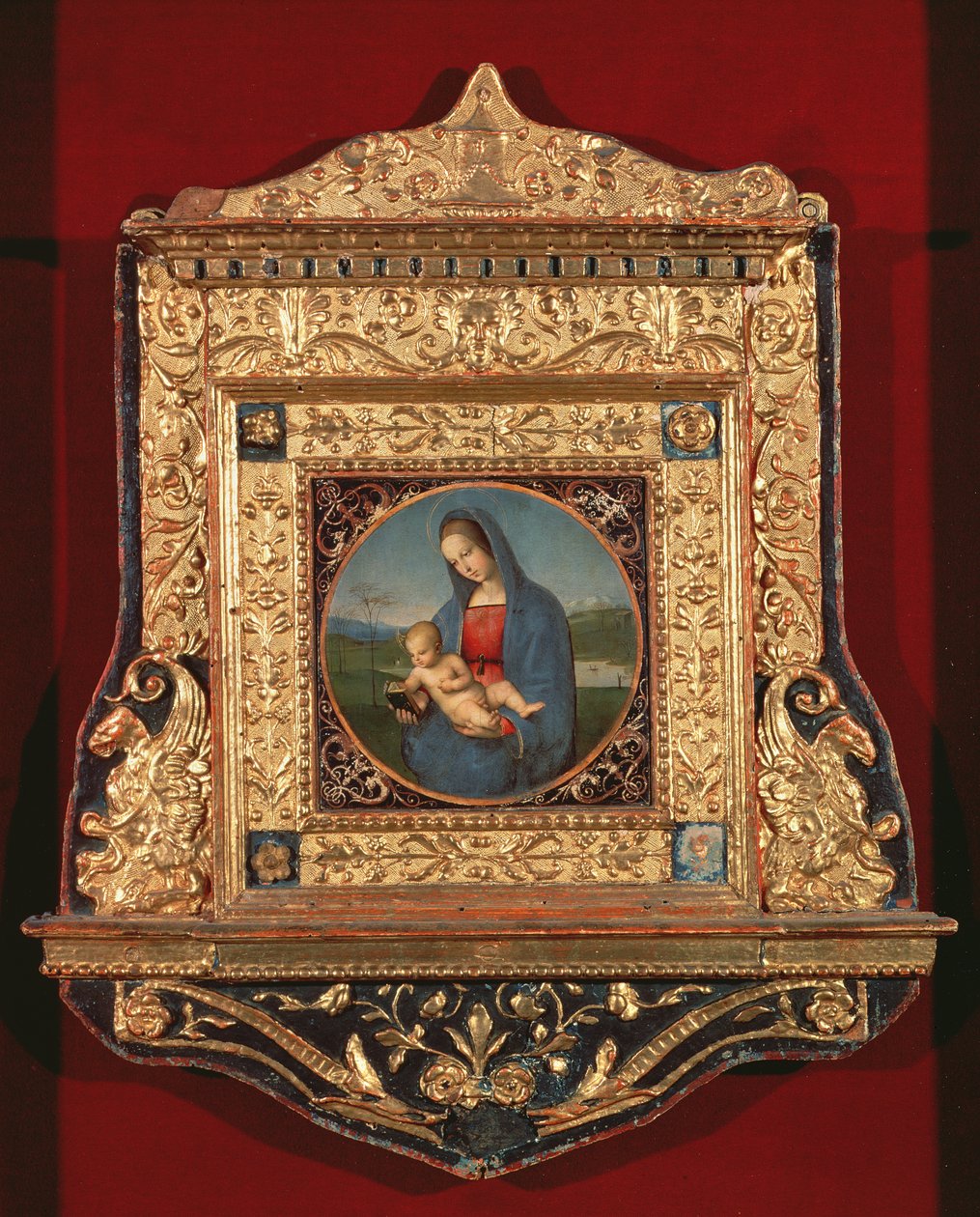 Virgin and Child, også kalt Madonna Conestabile (med ramme), ca. 1502-4, (olje på tre) av Raffaello Sanzio Raphael