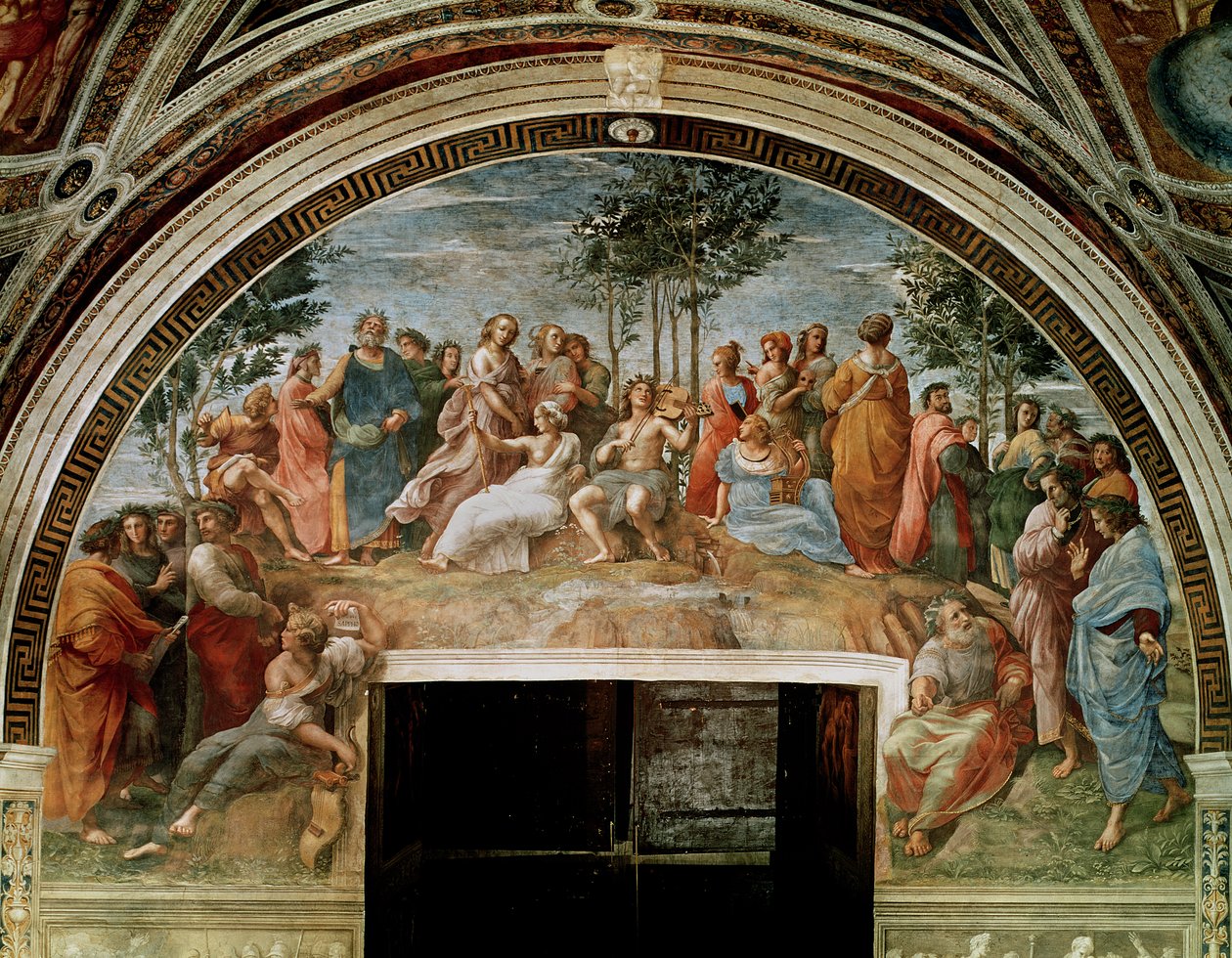 Parnassus, fra Stanza delle Segnatura, 1510-11 (se også 838) av Raffaello Sanzio Raphael