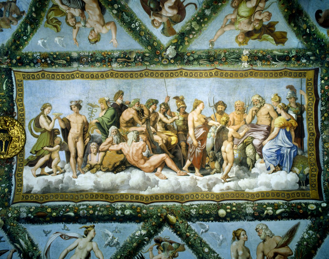 The Council of the Gods, detalj fra Loggia of Cupid and Psyche, 1518 av School of Raphael