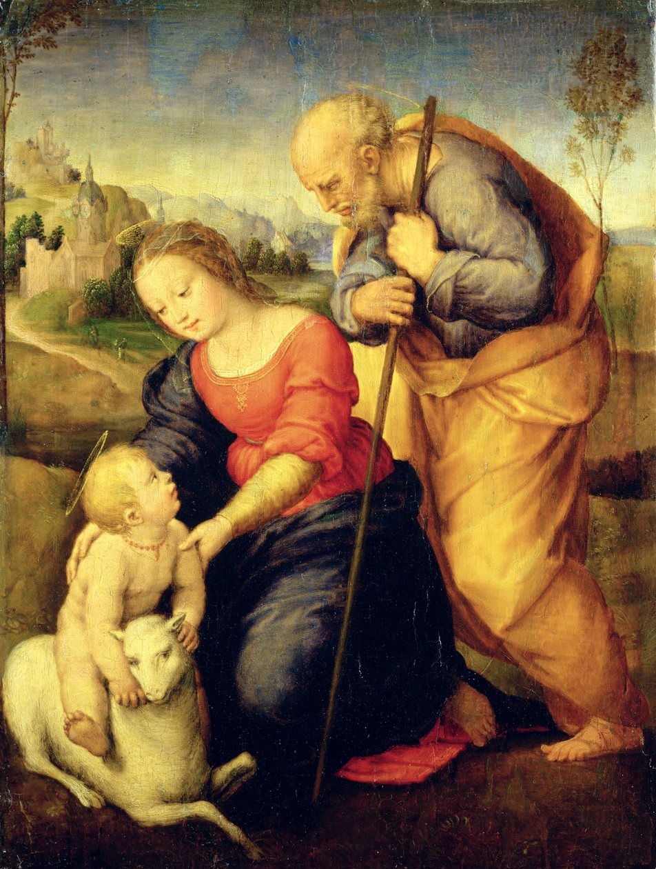 Den hellige familie med lammet, 1507 av after Raphael