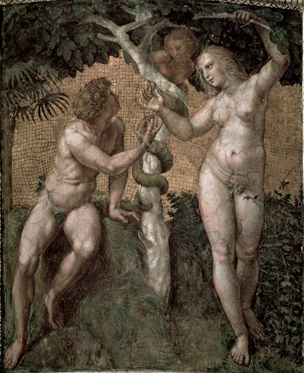 Adam og Eva, fra Stanza della Segnatura, ca. 1508-11 av Raffaello Sanzio Raphael