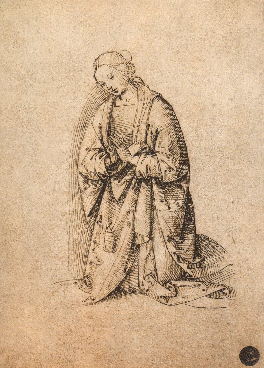 Adoring Virgin; tegning av Raphael, Gallerie dellAccademia, Venezia av Raffaello Sanzio Raphael