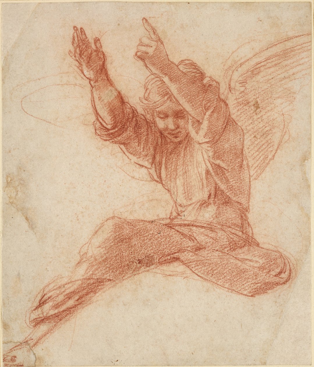 An Angel, WA1846.208 (rødt kritt over en blind penn) av Raffaello Sanzio Raphael