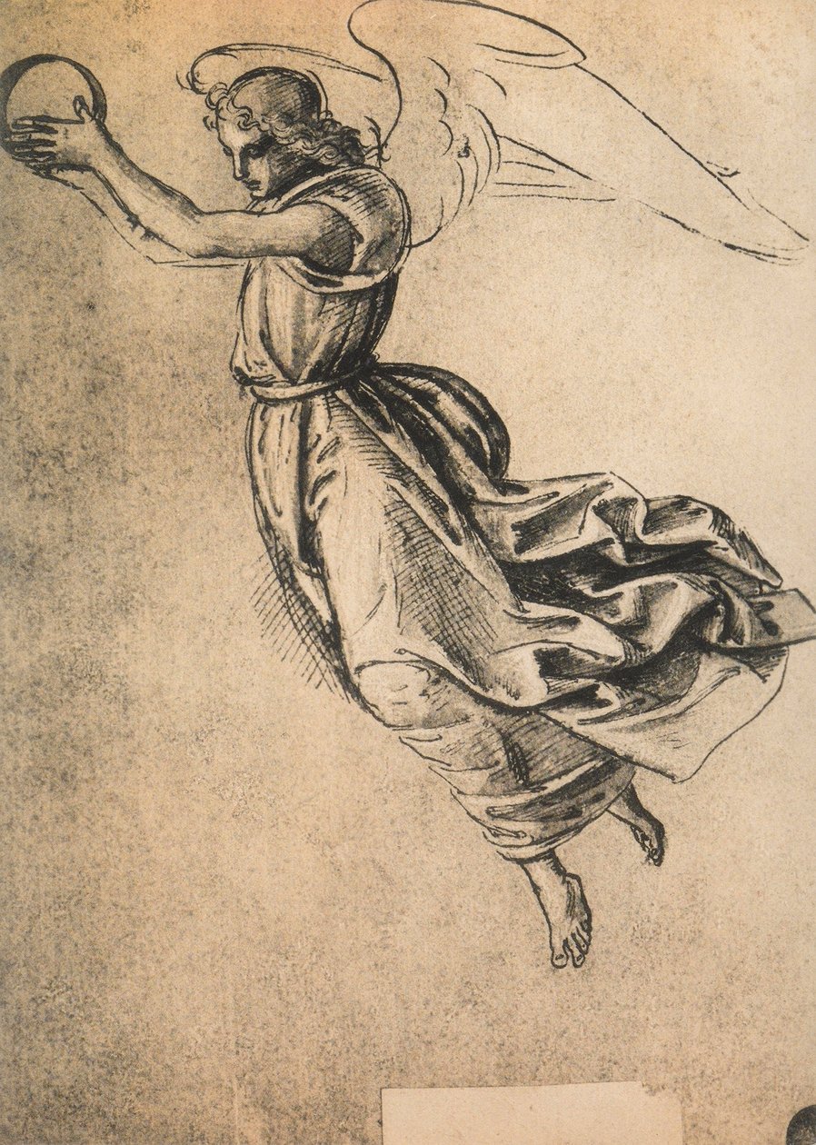 En engel; tegning av Raphael. Gallerie dellAccademia, Venezia av Raffaello Sanzio Raphael