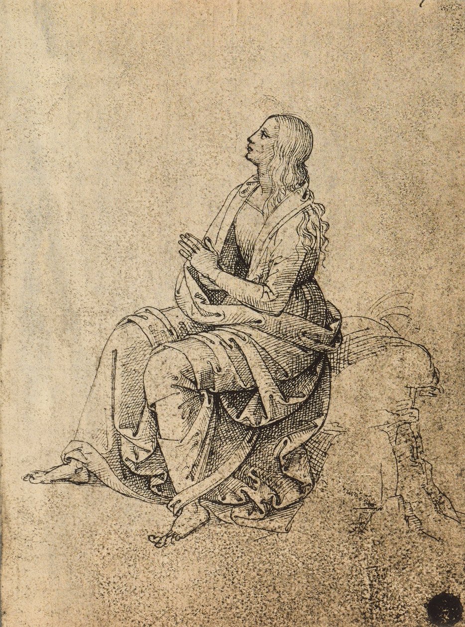 Kvinnefigur ber; tegning av Raphael. Gallerie dellAccademia, Venezia av Raffaello Sanzio Raphael