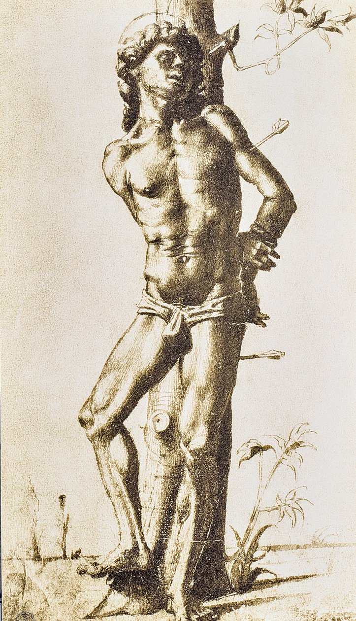 En helgenfigur, tegning av Raffaello Sanzio. Cabinet of Drawings and Prints, Uffizi Gallery, Firenze av Raffaello Sanzio Raphael