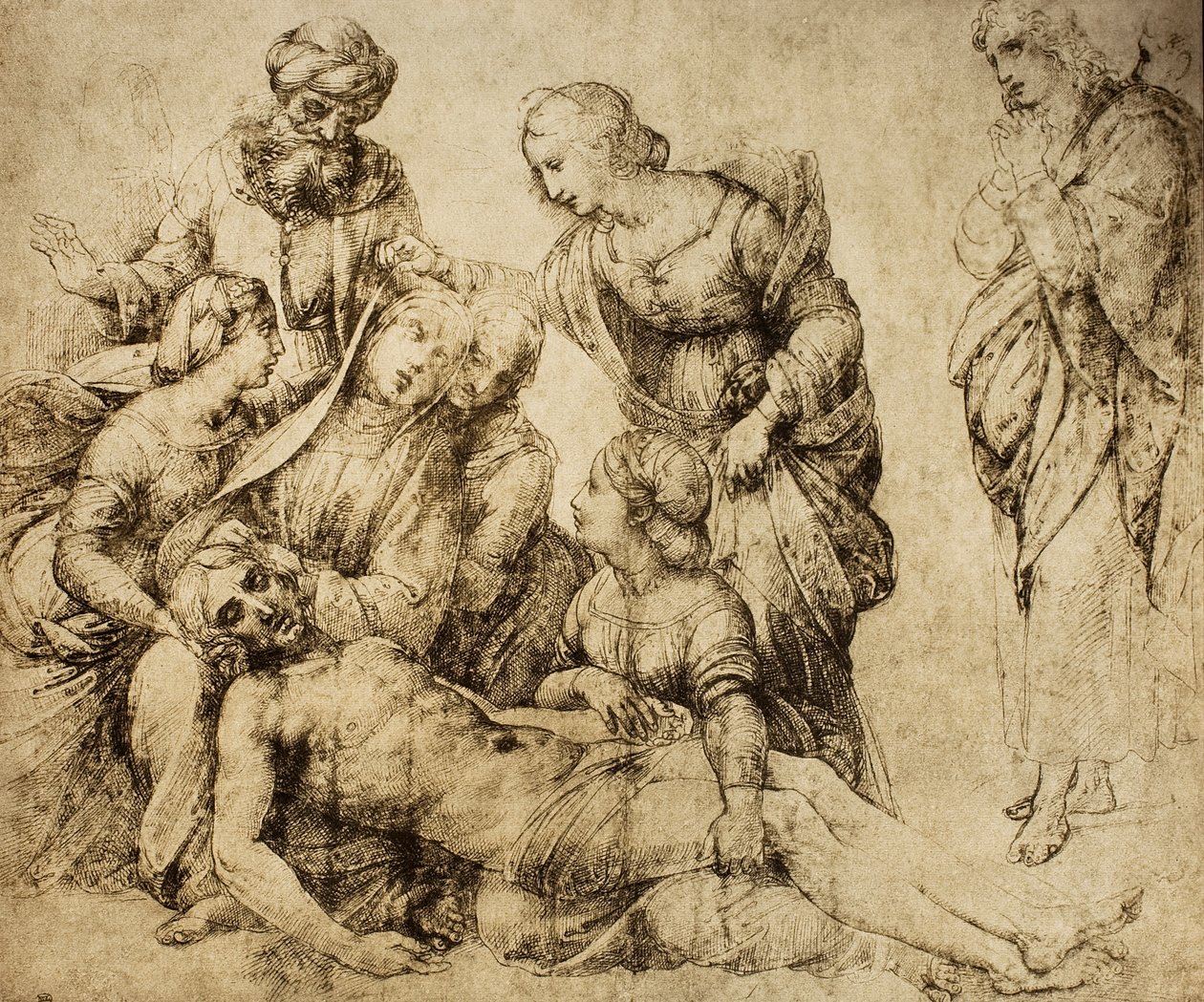Pietà; tegning av Raphael. Louvre, Paris av Raffaello Sanzio Raphael