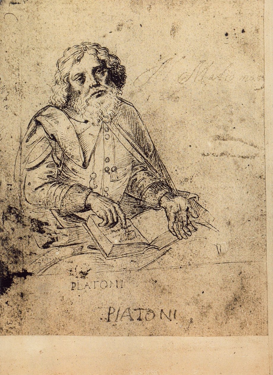 Portrett av Platon; tegning av Raphael. Gallerie dellAccademia, Venezia av Raffaello Sanzio Raphael