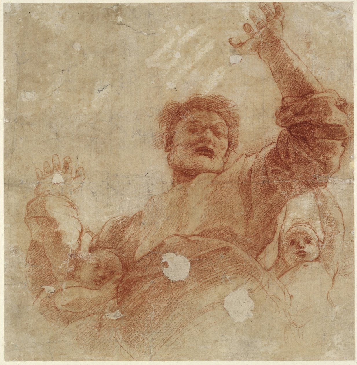 Recto: Study for a Figure of the Almighty, WA1846.207 (rødt kritt over blind stylus) av Raffaello Sanzio Raphael