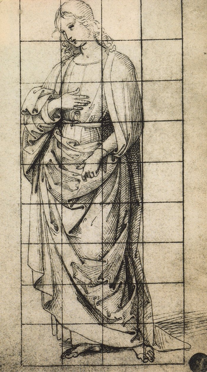 Studer for en St. Johannes evangelisten; tegning av Raphael, Gallerie dellAccademia, Venezia av Raffaello Sanzio Raphael