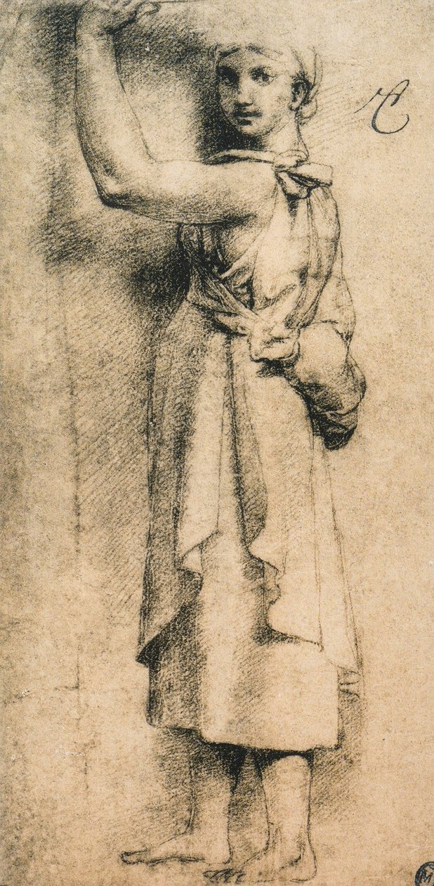 Studie for en karyatid av Camera di Eliodoro i Vatikanet; tegning av Raphael. Louvre, Paris av Raffaello Sanzio Raphael
