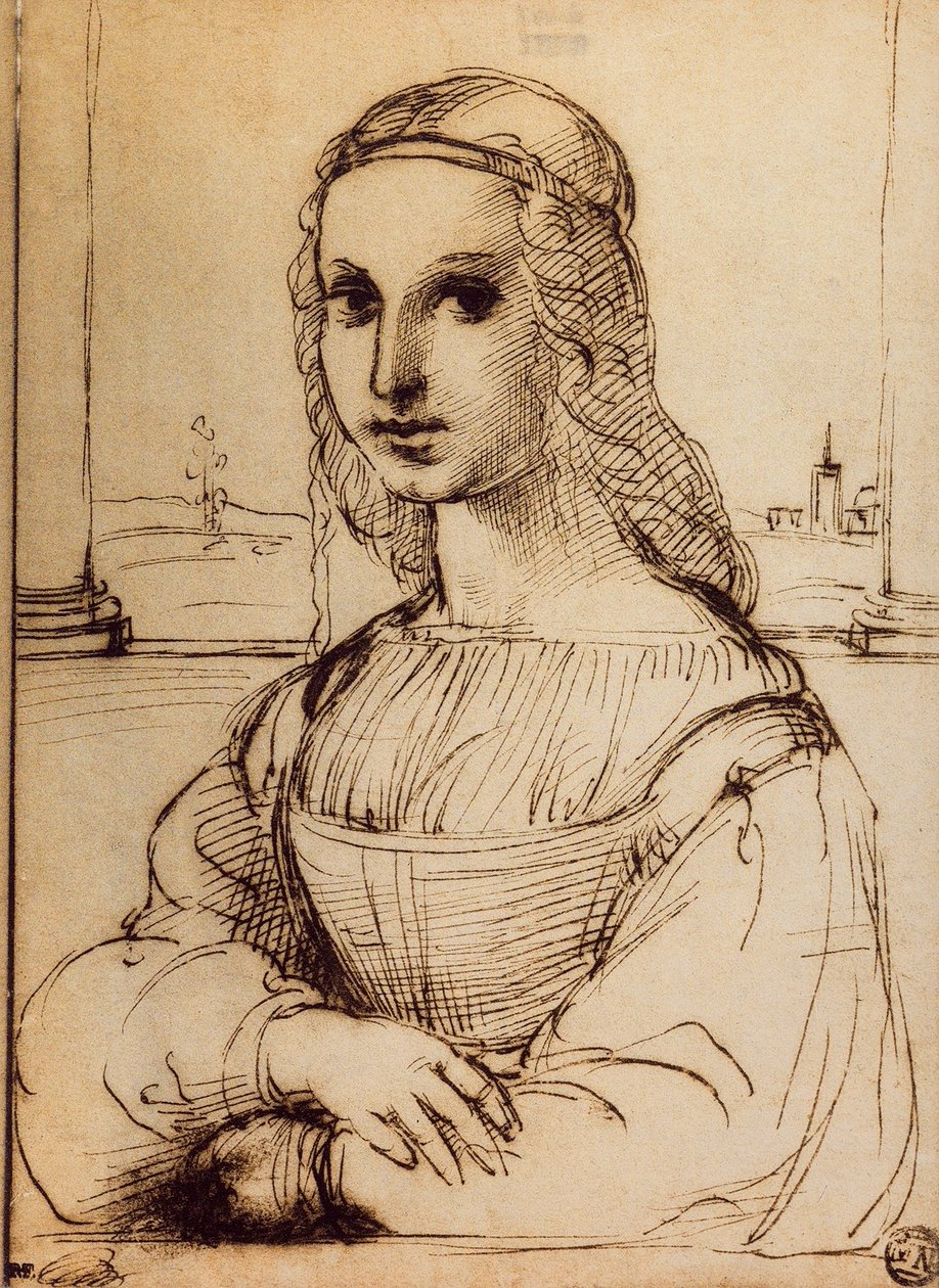 Studie for portrettet av Maddalena Doni; tegning av Raphael. Louvre, Paris av Raffaello Sanzio Raphael