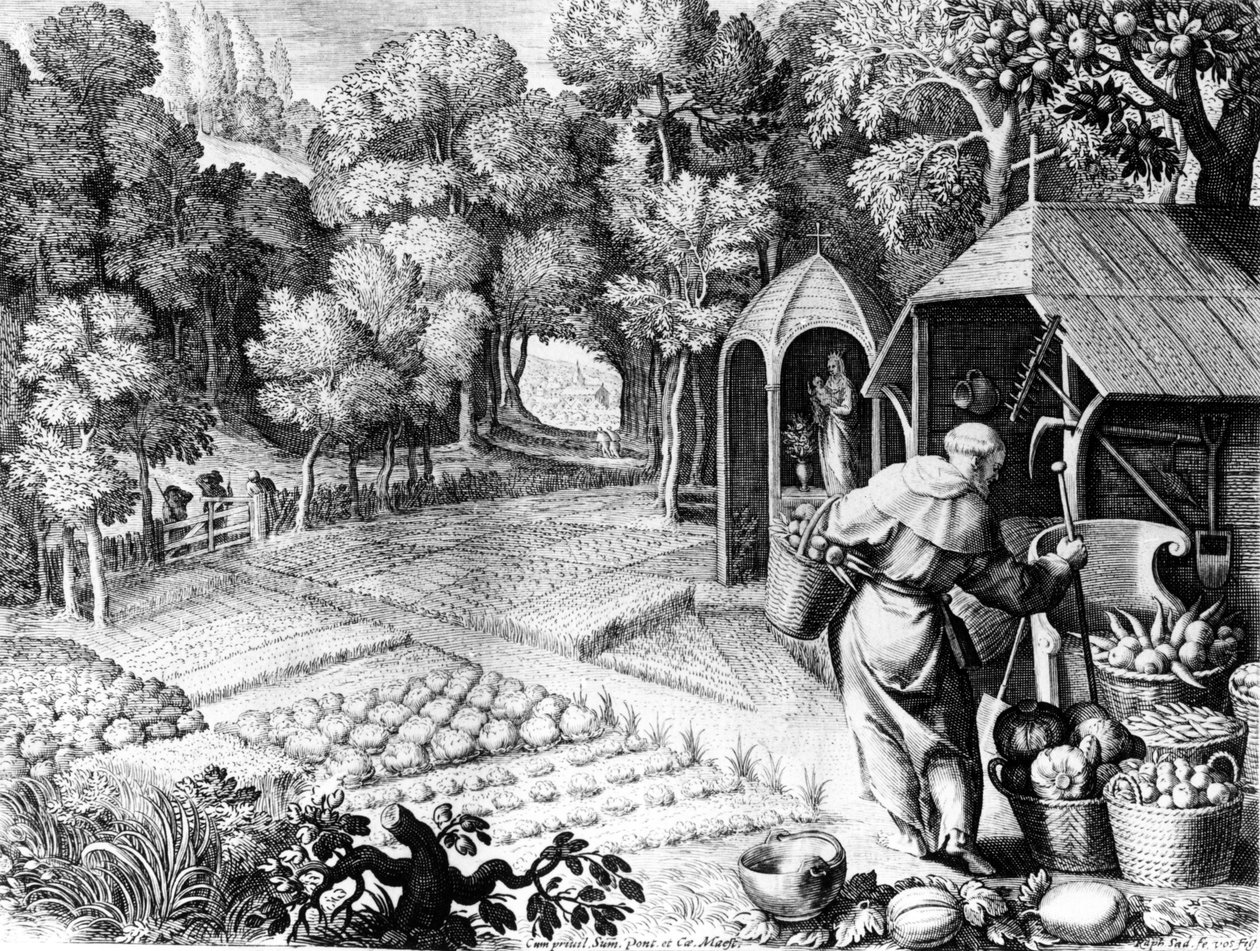Saint Fiacre in his Garden, ca. 1580-1620 av Raphael I Sadeler
