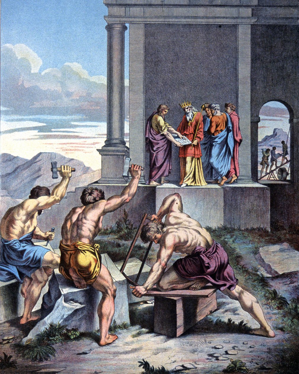 Bygging av Salomos tempel av Raphael (1483 1520) (after)