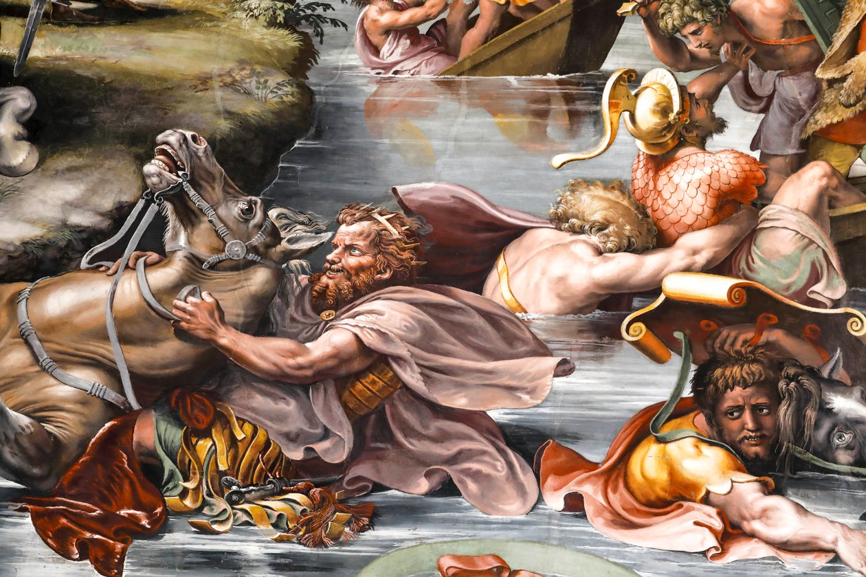 Slaget ved Milvian bridge, detalj. 1517-1524 (fresko) av Raphael