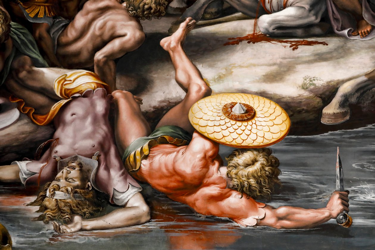 Slaget ved Milvian bridge, detalj. 1517-1524 (fresko) av Raphael