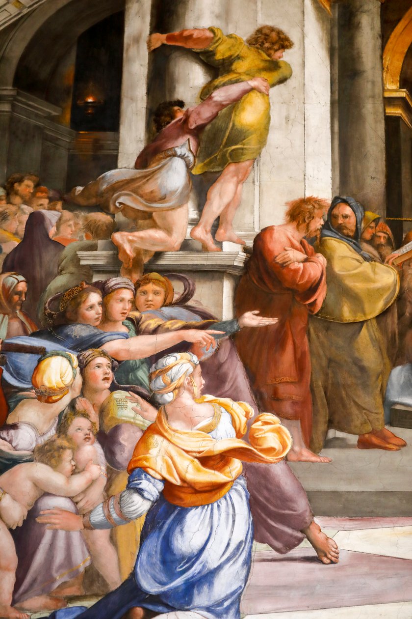 Utvisning av Heliodorus fra tempelet, detalj. 1511-1512 (fresko) av Raphael