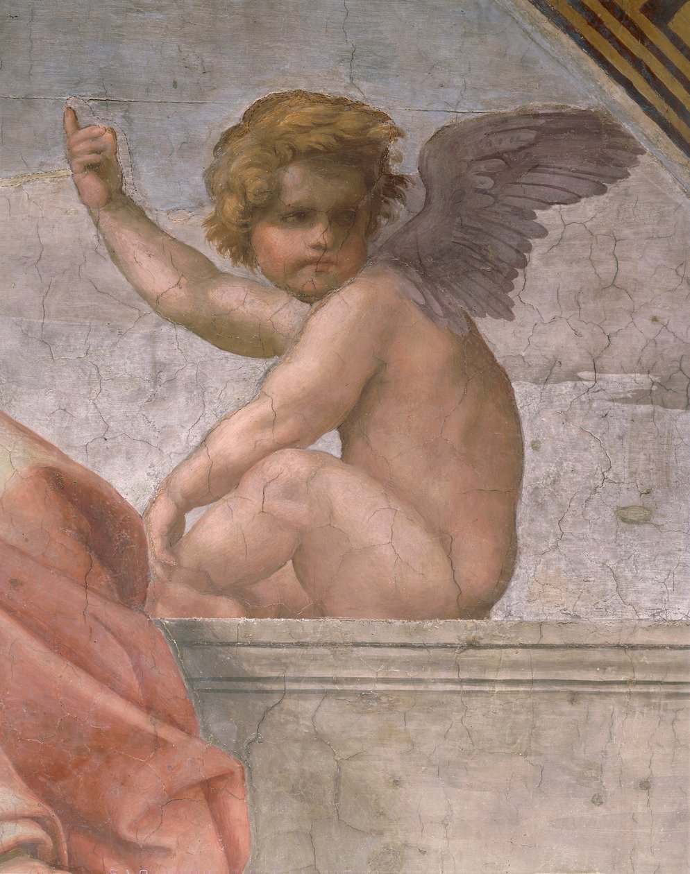 Putto skildrer tro, detalj om kardinal og teologiske dyder og loven av Raphael (1483 1520)