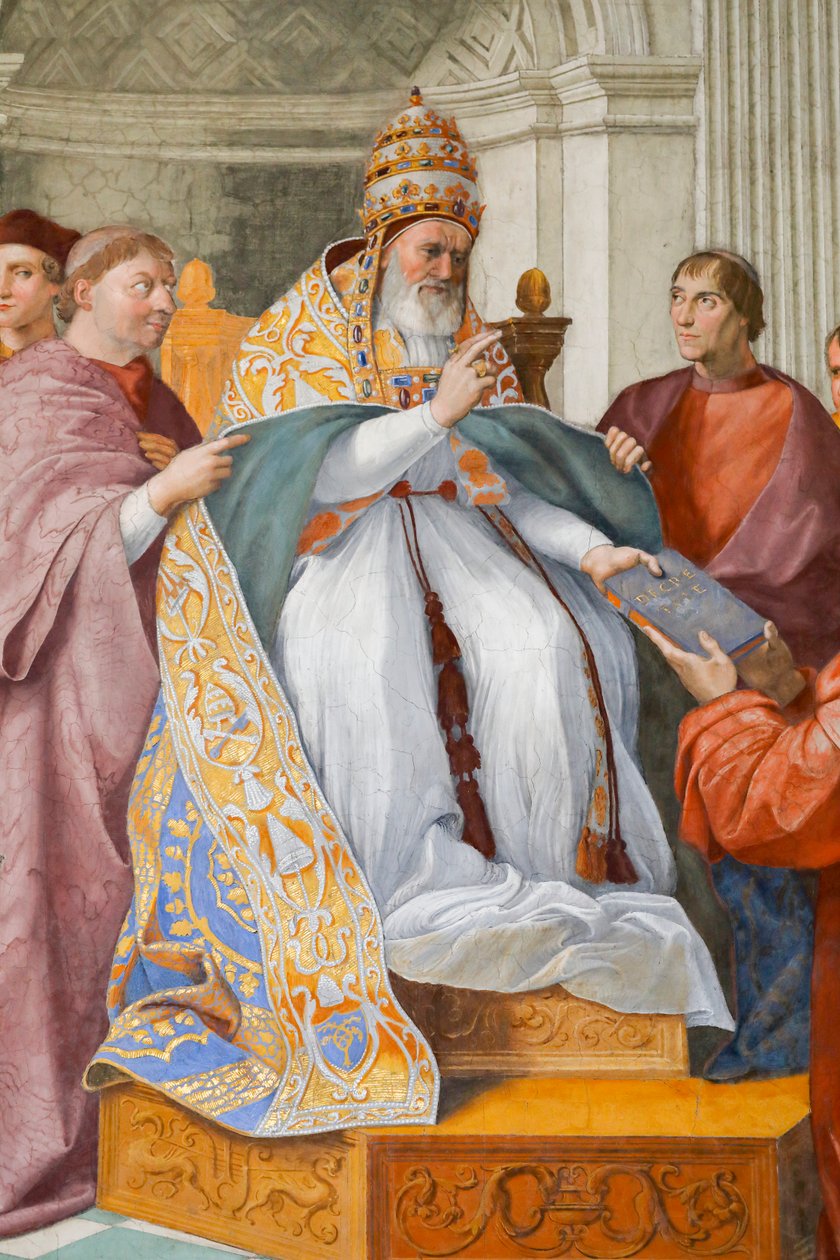 Teologiske dyder, med Gregor IX avbildet som Julius II av Raphael