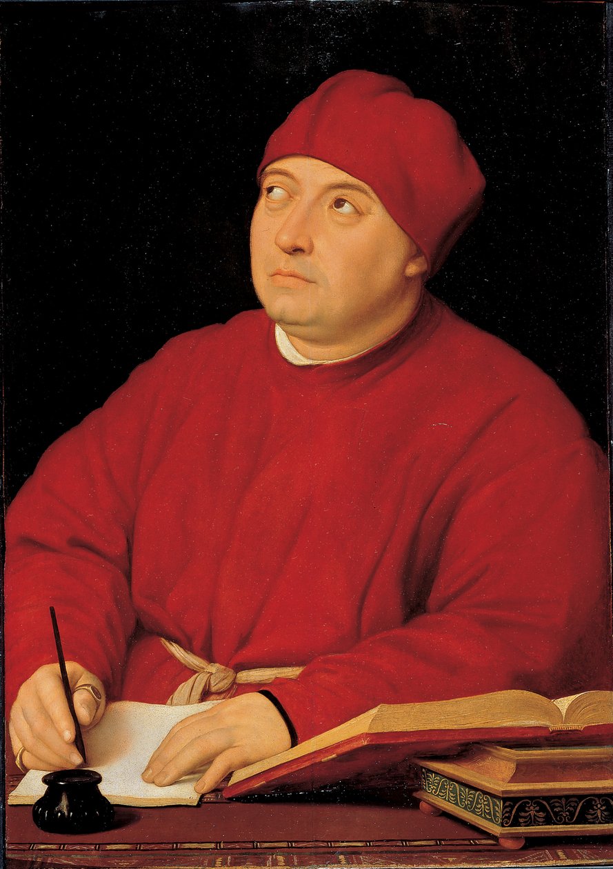 portrett av kardinal Tommaso Inghirami (olje på tre) av Raphael (1483 1520) (& studio)