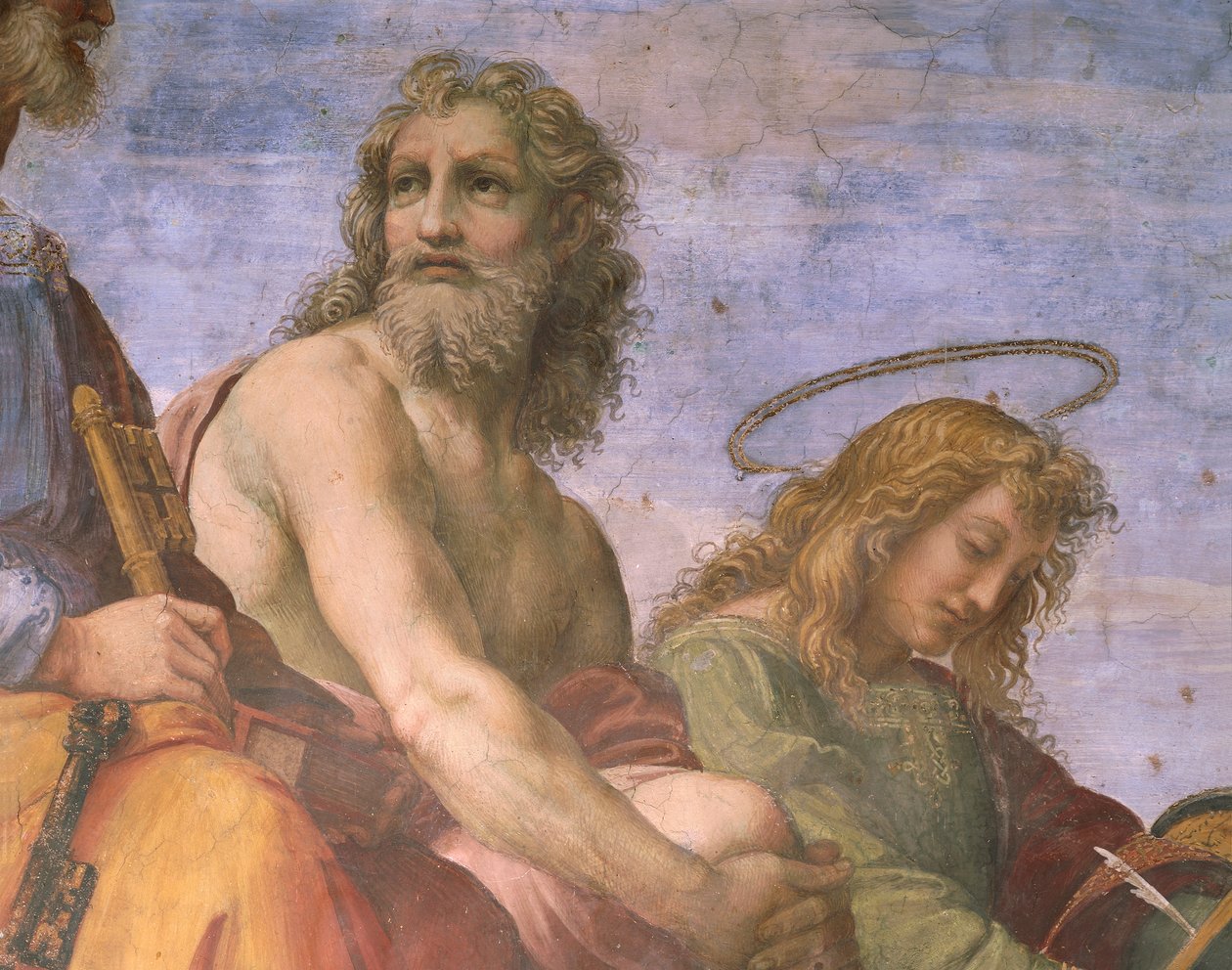 Adam og evangelisten Johannes, detalj av disputasen om det hellige sakrament av Raphael (1483 1520)