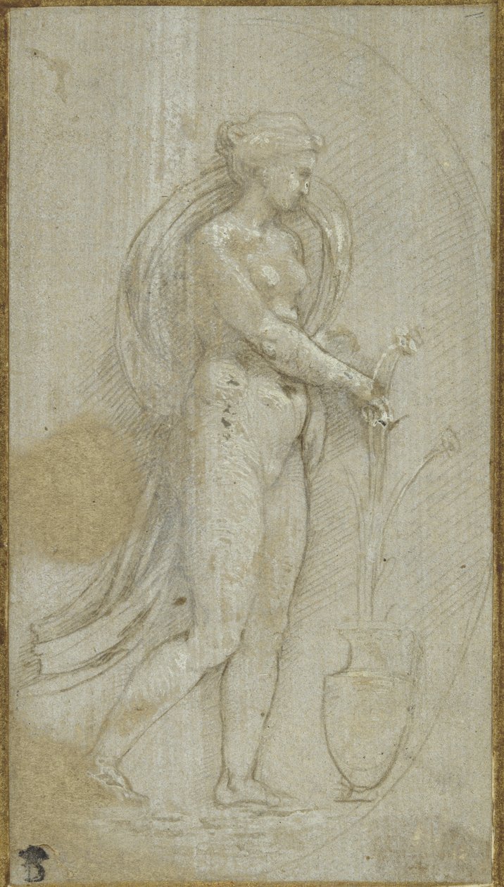 Allegory of Grammatica (metalpoint på grå preparert overflate, forsterket med hvit kroppsfarge) av Raphael