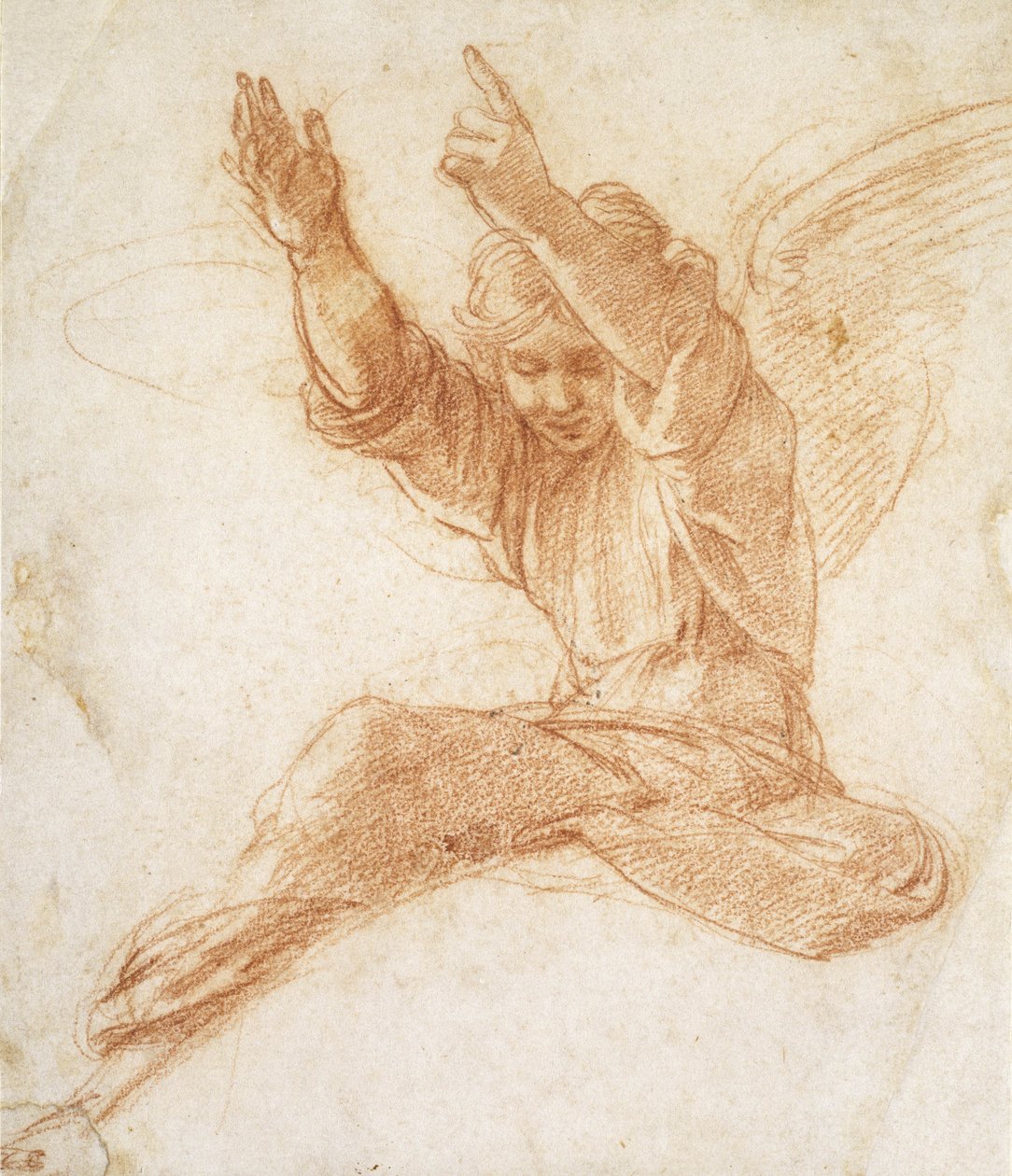 En engel (rødt kritt på off-white papir) av Raphael