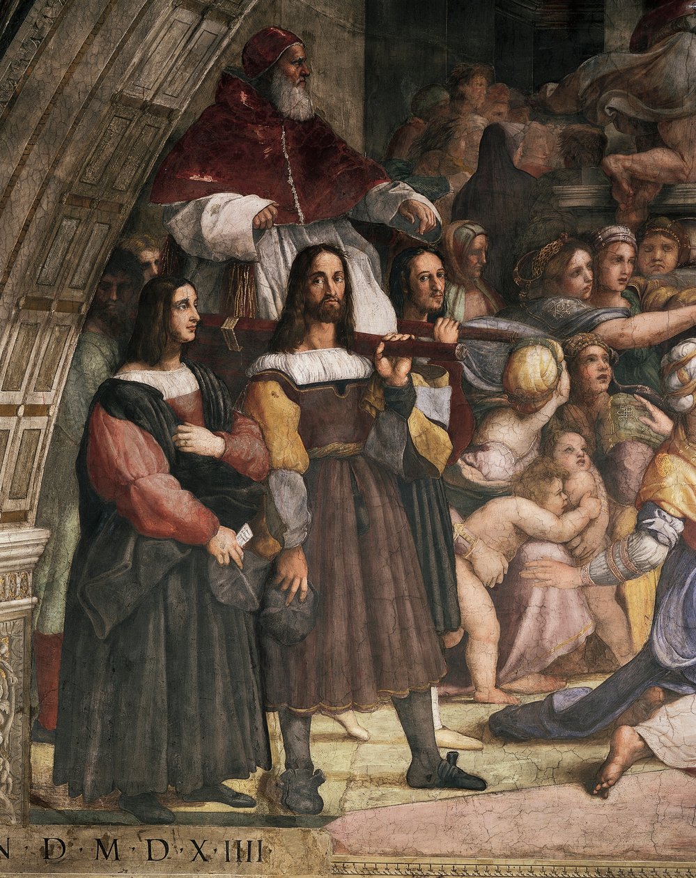 Stolbærere som bærer pave Julius II, detalj om utvisningen av Heliodorus fra tempelet av Raphael (1483 1520)