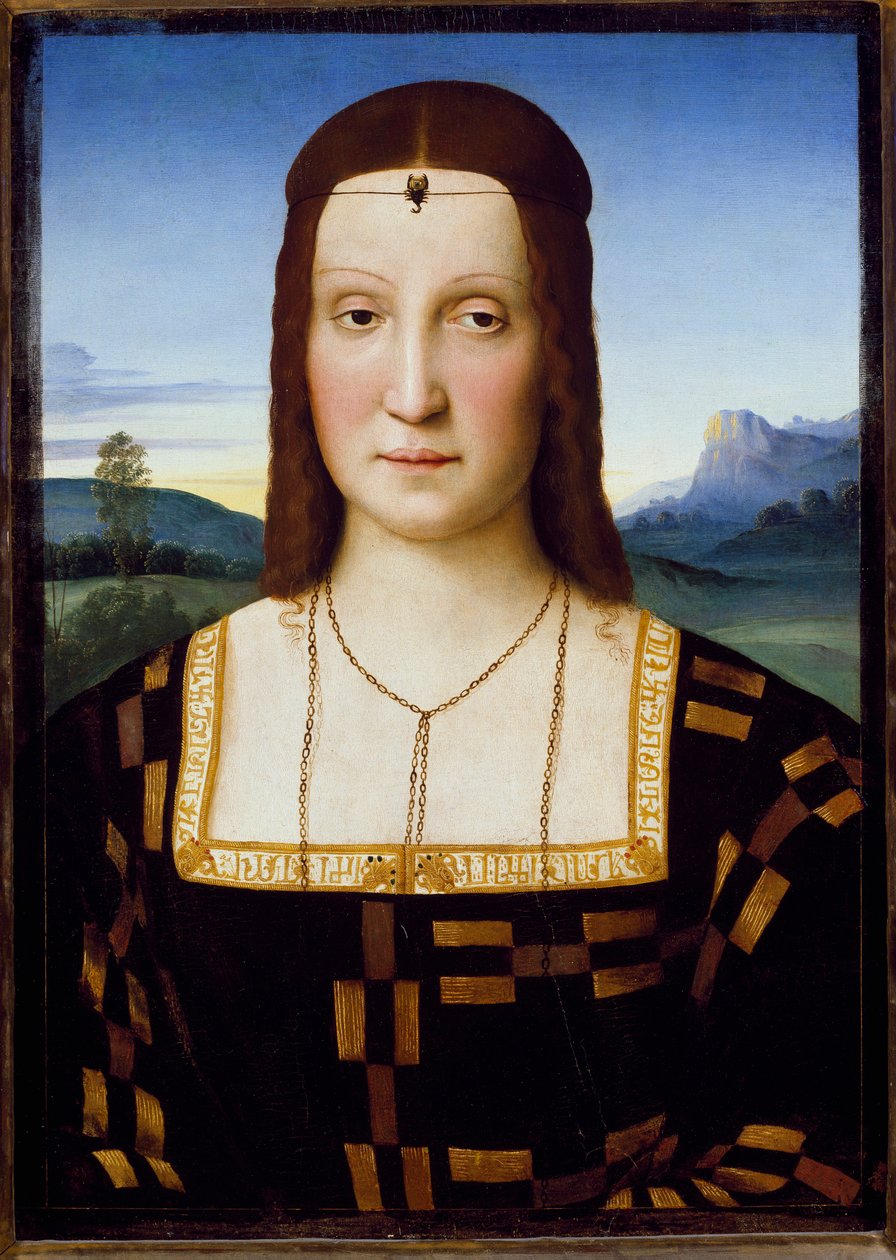 Portrett av Elisabetta Gonzaga, ca. 1504-1505 (olje på tre) av Raphael