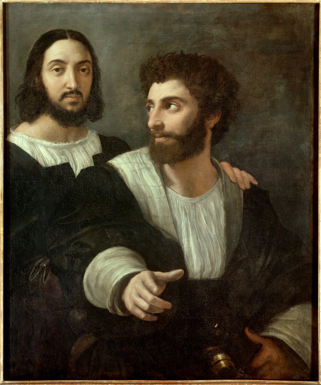 Portrett av kunstneren med en venn. Raffaello Sanzio dit Raphael (1483–1520) av Raphael