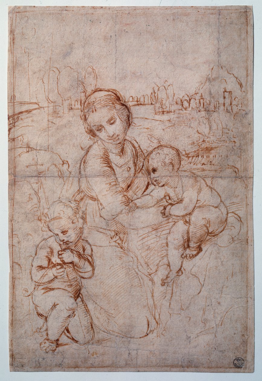 The Virgin of Prince Esterhazy Study - Tegning, ca. 1507-1508 av Raphael