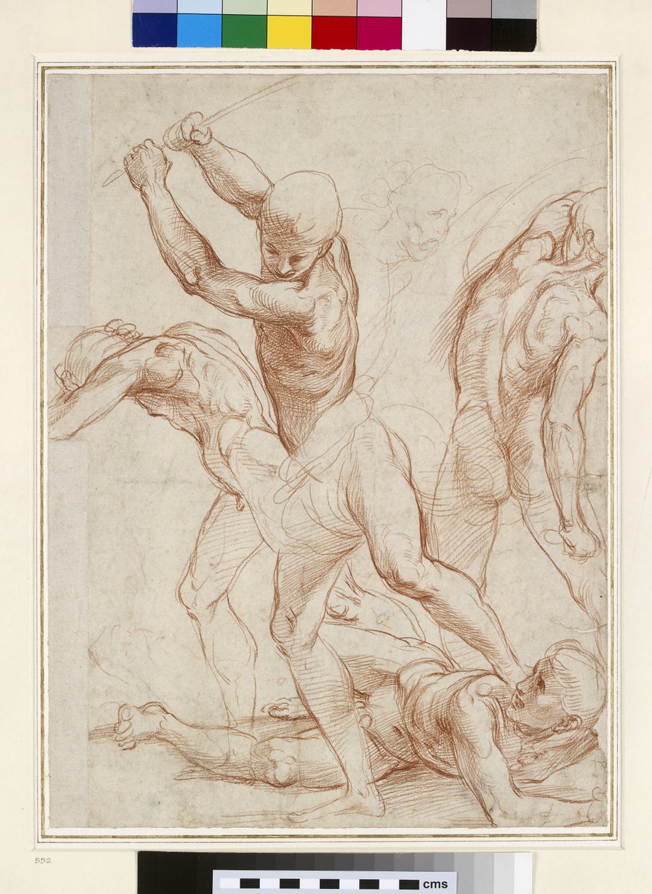 Kamp av nakne menn (rødt kritt på papir) av Raffaello Sanzio Raphael