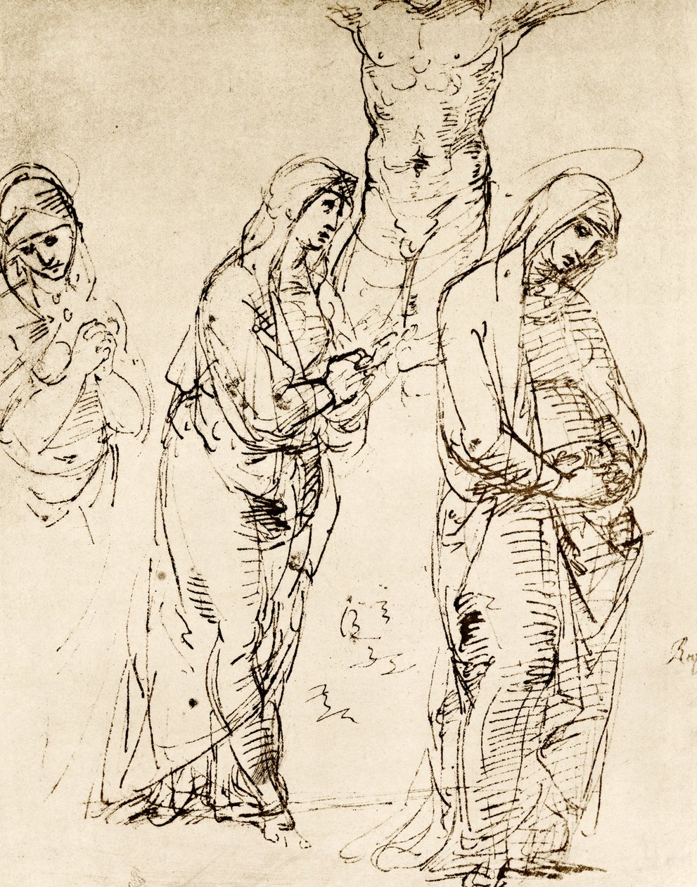 Design til Guds mor under korset av Raffaello Sanzio Raphael