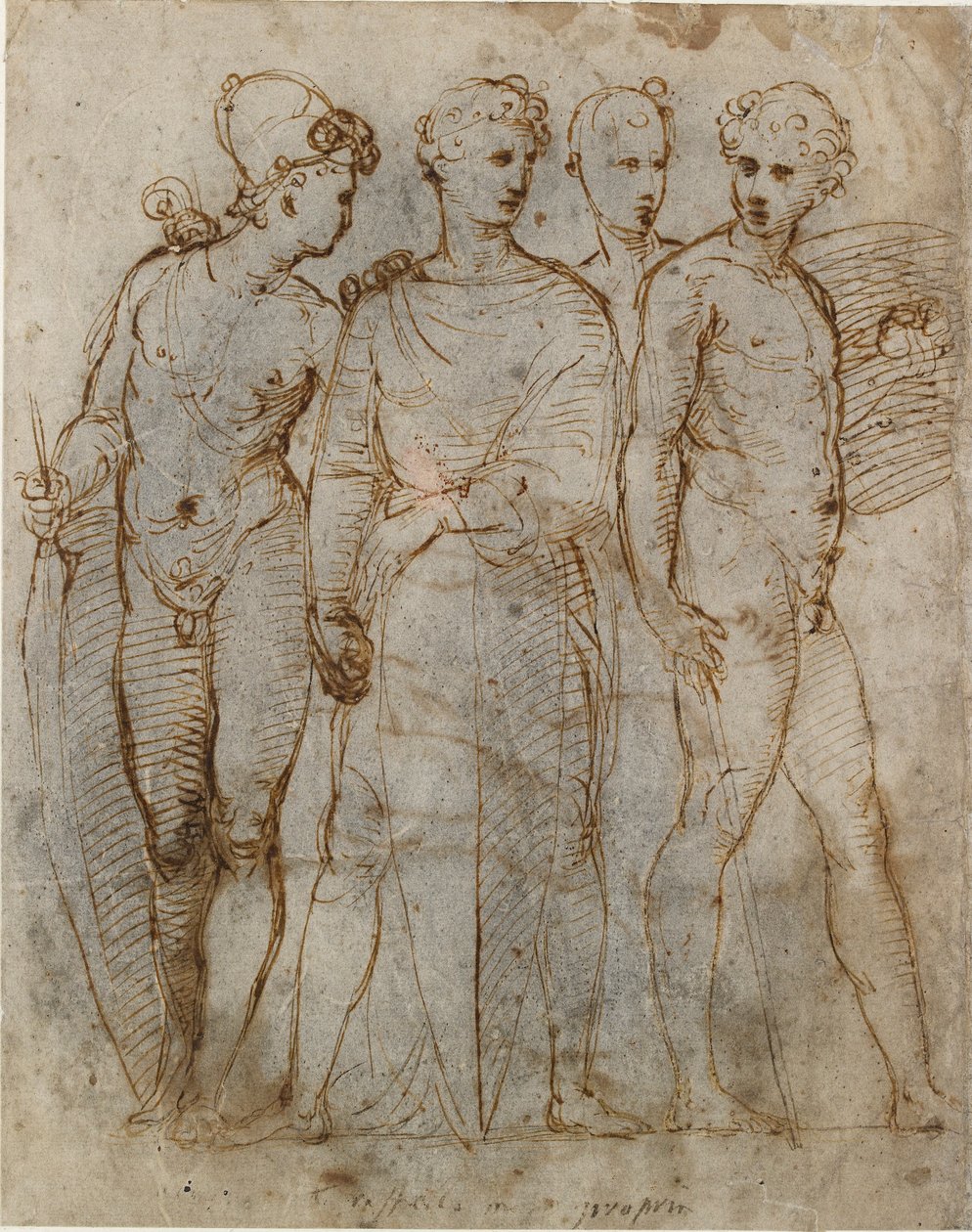 Gruppe av krigere Donatellos St George ved Orsanmichele i sentrum, tidlig på 1500-tallet av Raphael