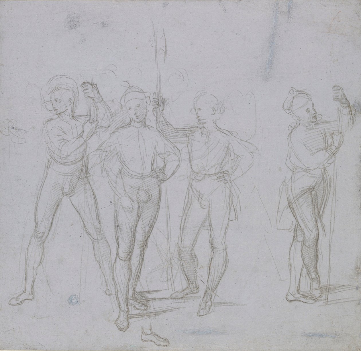 Gruppe på fire stående soldater, c1503. av Raphael