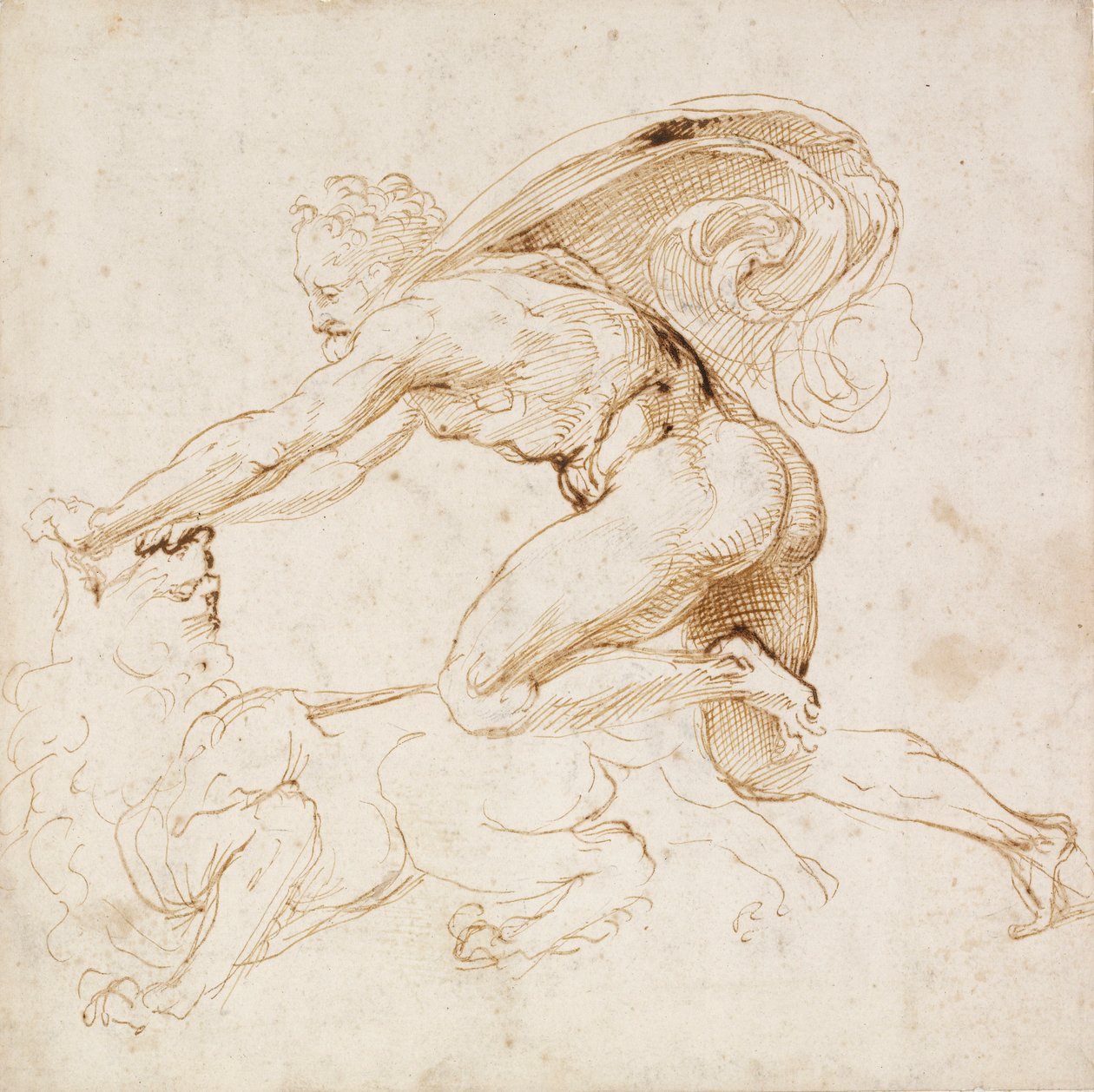 Herkules overmanner en løve, c1500-1520 av Raphael