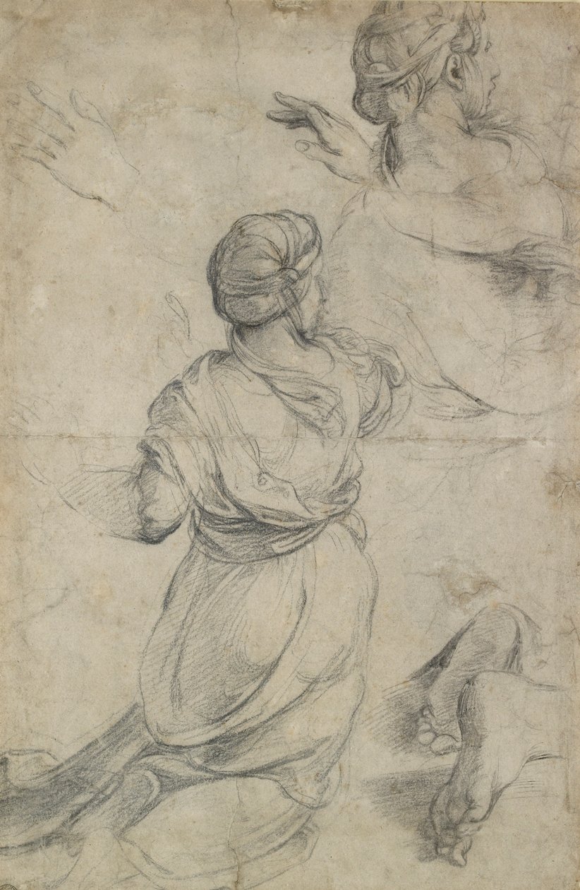 Studier for to knelende kvinner, c1500-1520 av Raphael