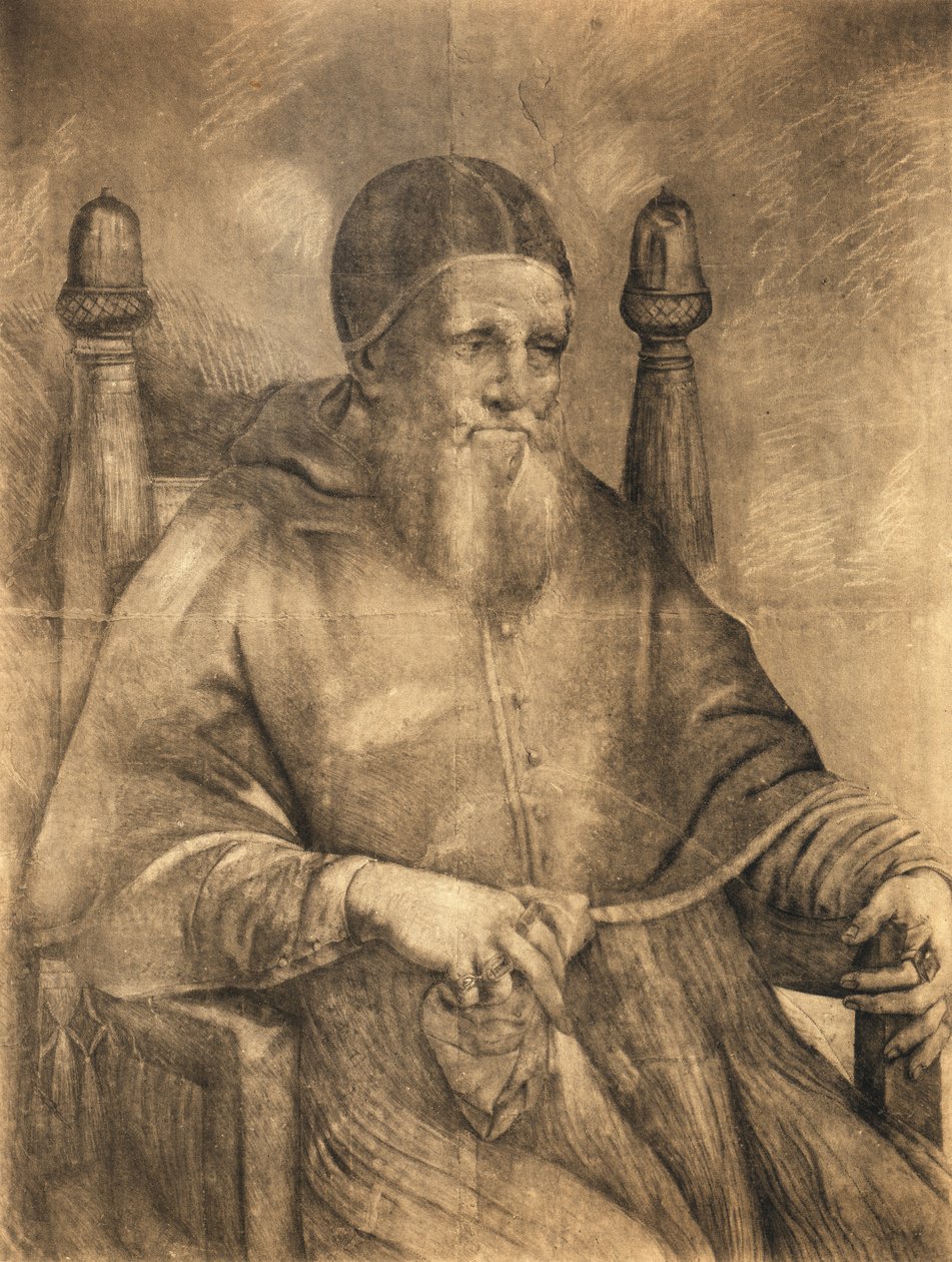 Studie for portrettet av pave Julius II, 1500-12 av Raphael