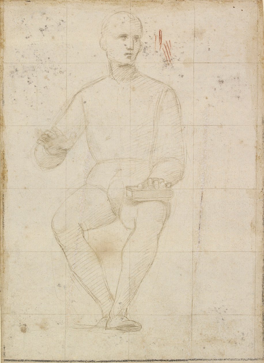 Studie av en sittende mann, tidlig på 1500-tallet av Raphael