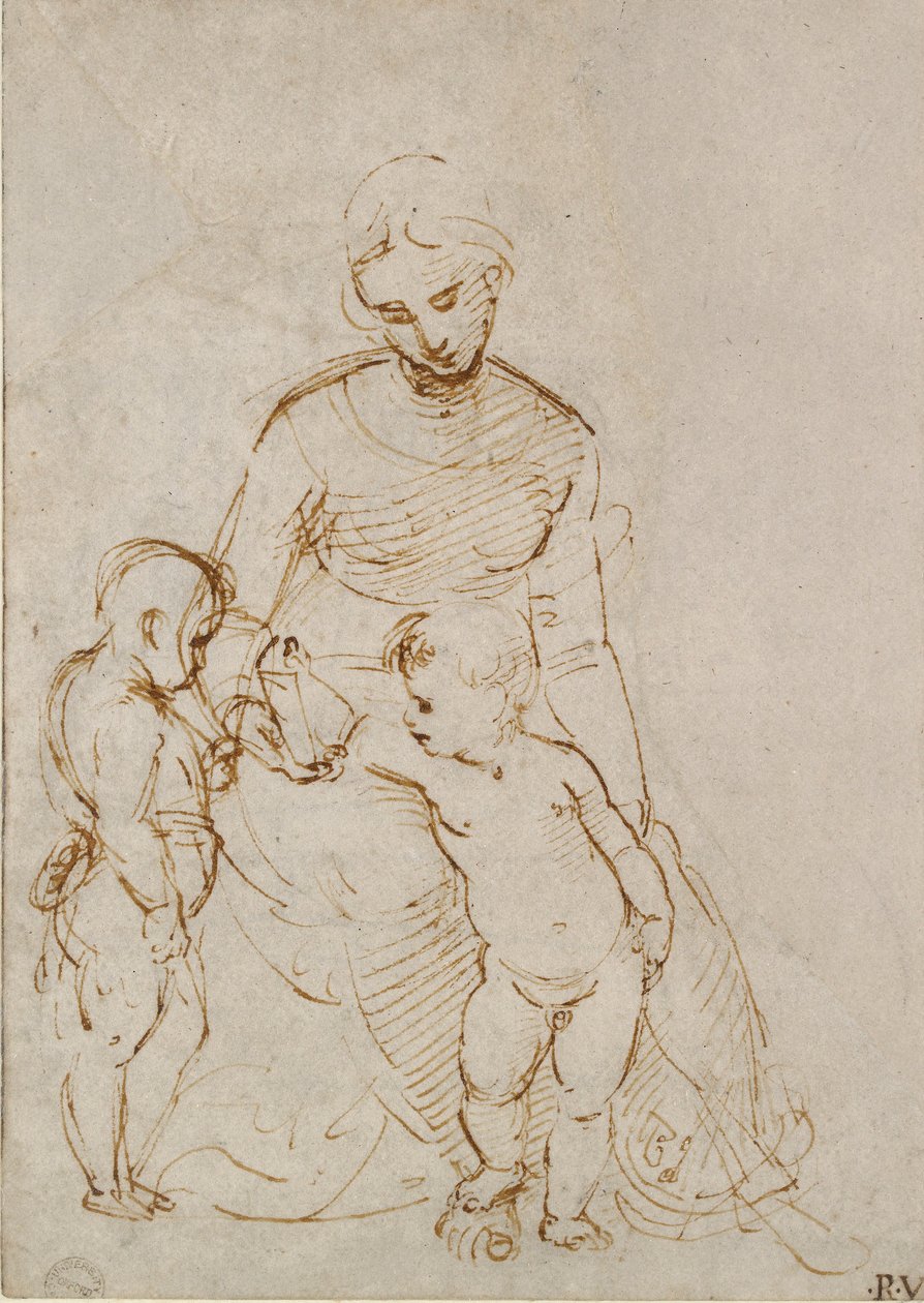 Jomfruen og barnet med St John, tidlig på 1500-tallet av Raphael