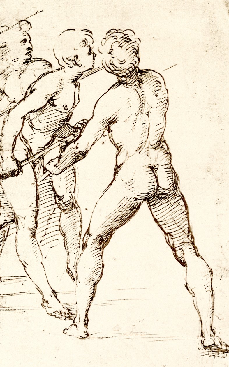 Tre krigere venter på angrepet av Raffaello Sanzio Raphael