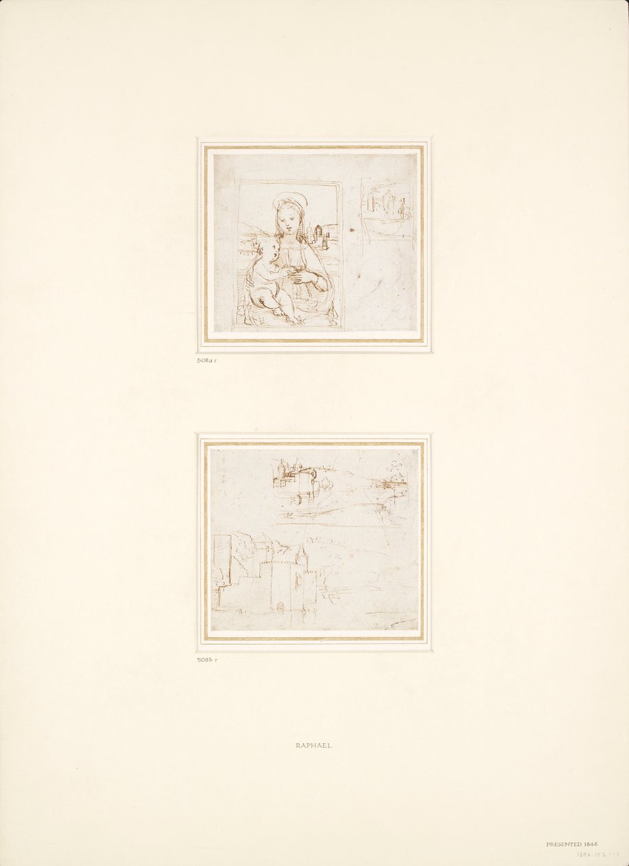 To separate skisser av landskap, 1500-1504 av Raphael