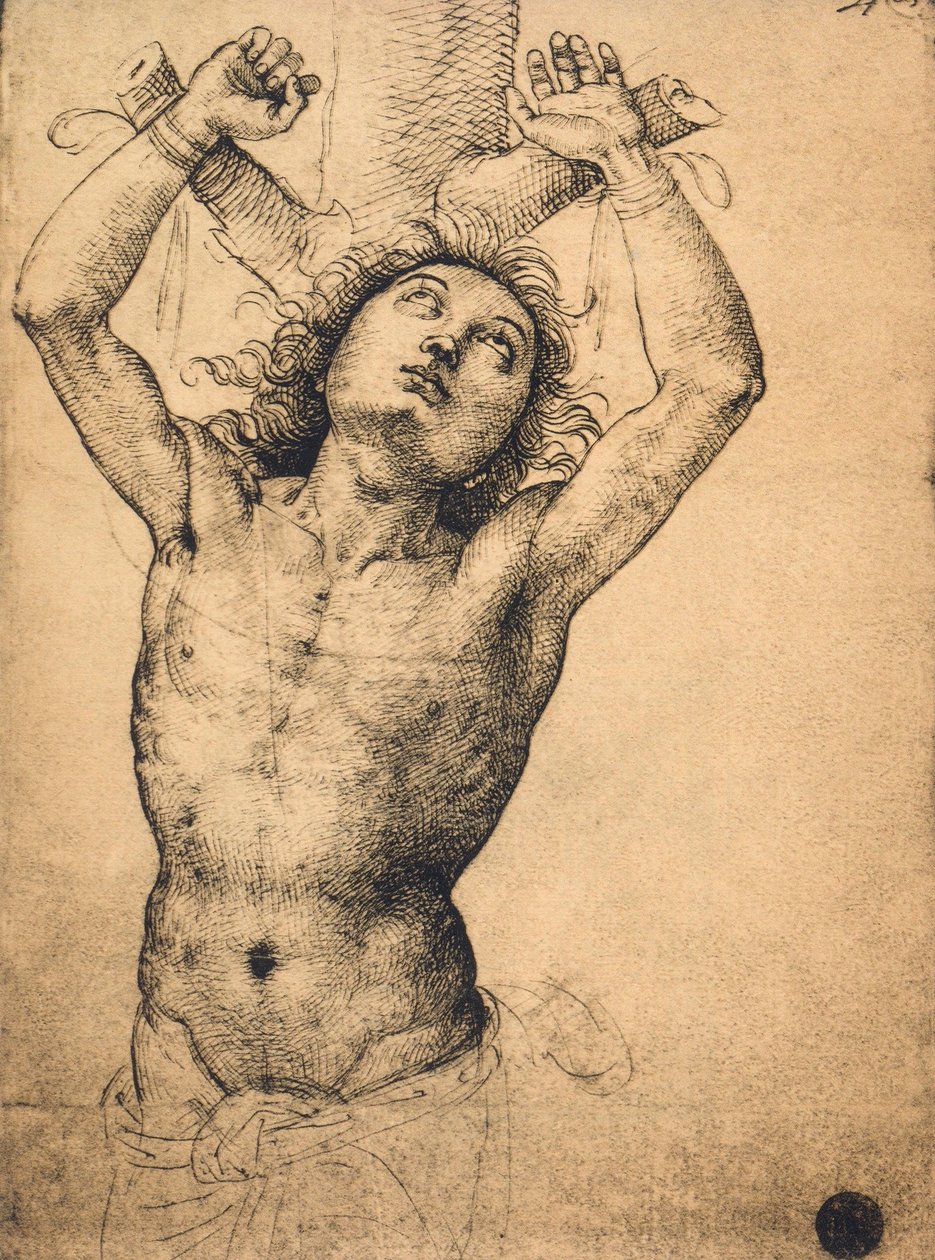 Sankt Sebastian; tegning av Raphael, Gallerie dellAccademia, Venezia av Raffaello Sanzio Raphael