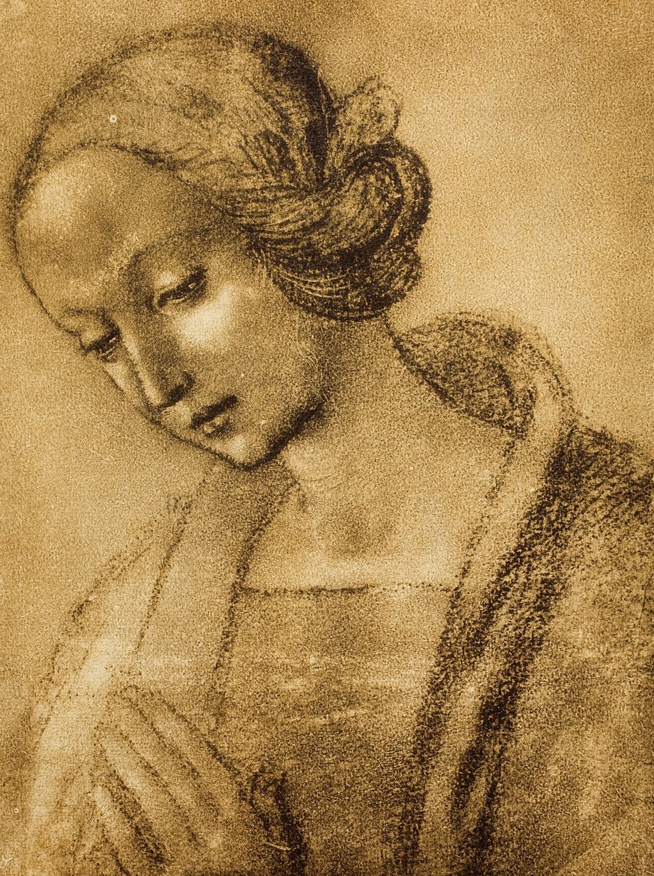 Jomfruen, tegning av Raphael. Cabinet of Drawings and Prints, Uffizi Gallery, Firenze av Raffaello Sanzio Raphael