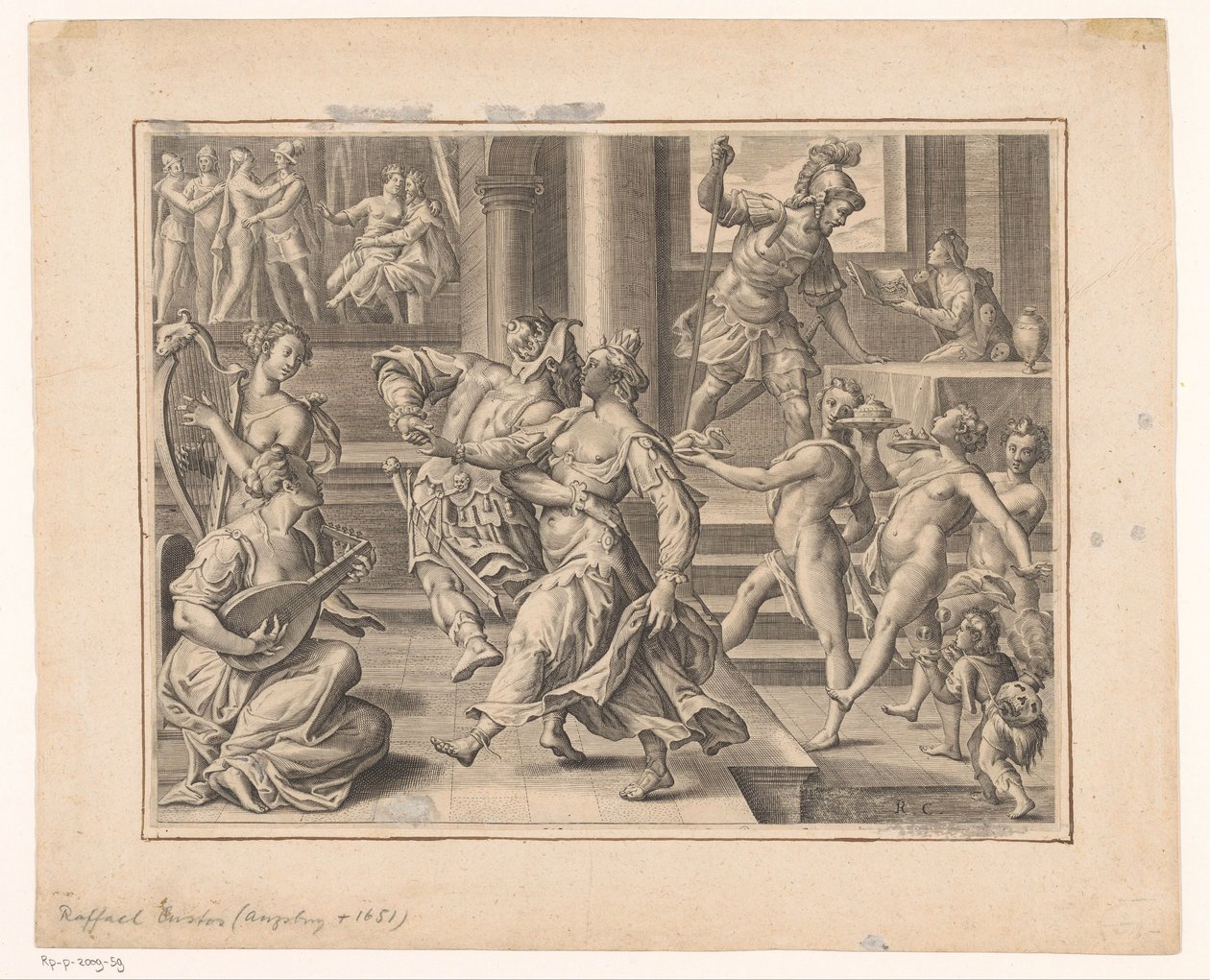 Festselskap av Raphael Custos (attributed to)