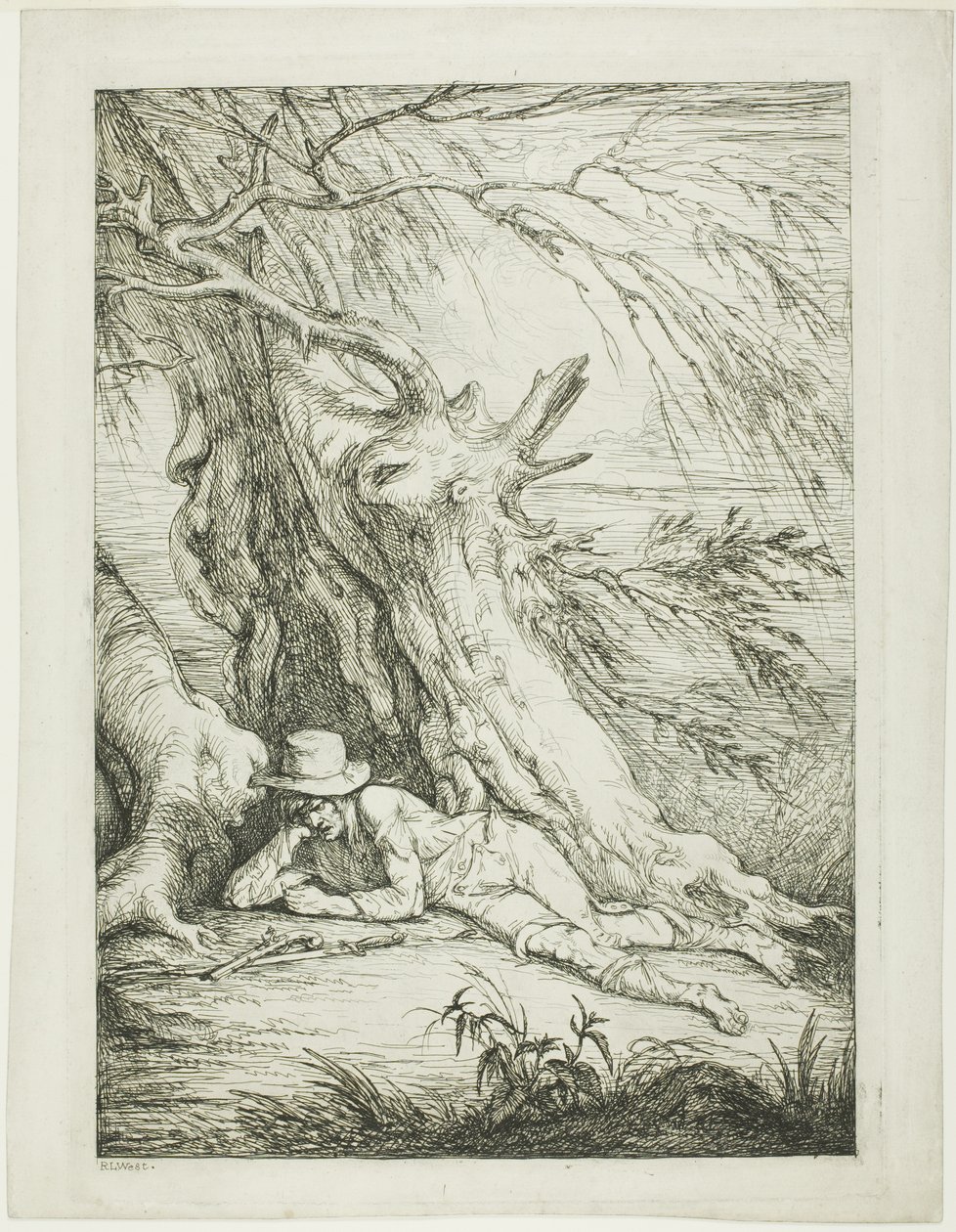 Brigand ligger under et tre av Raphael Lamar West